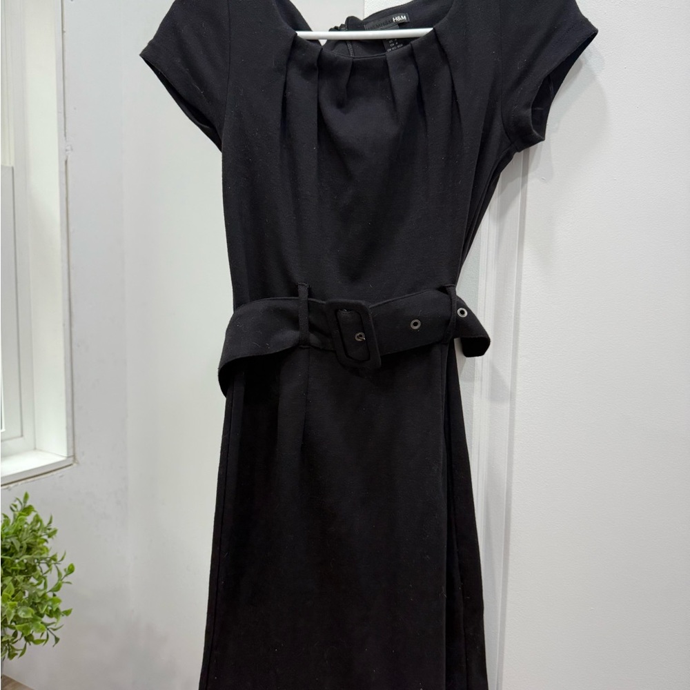 H&M Black Sheath Midi Dress with Cowl Neck